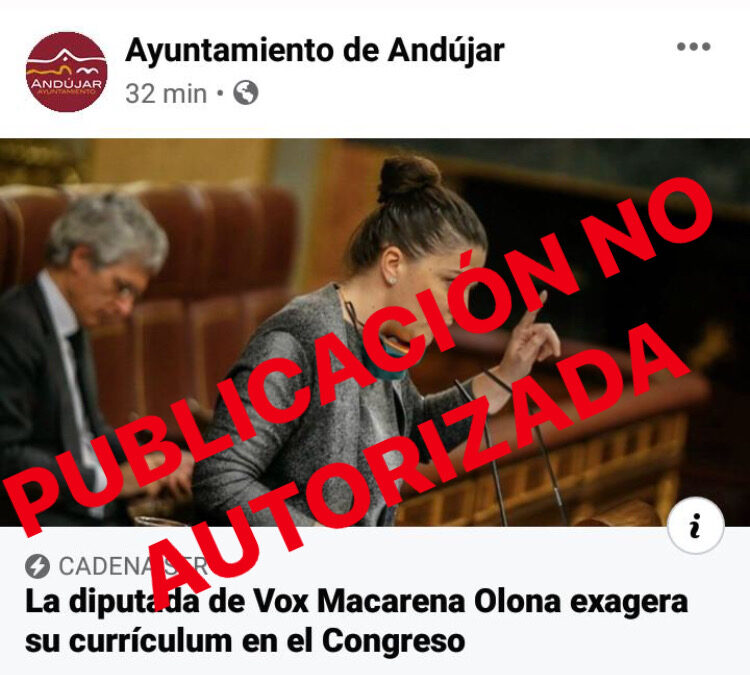 La Página Oficial de Facebook del Ayuntamiento de Andújar sufre una intromisión