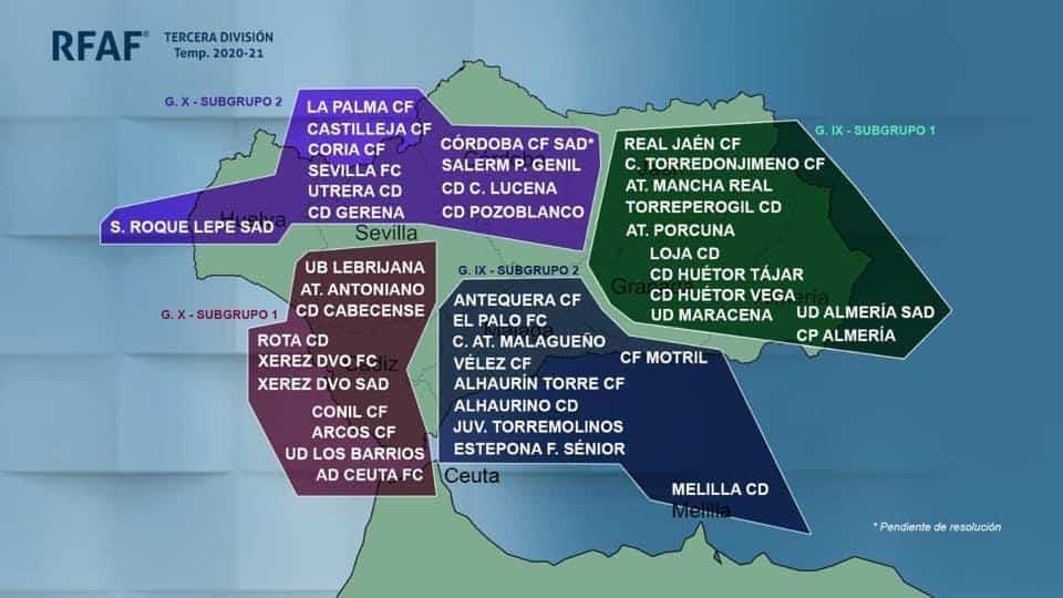 Los equipos jiennenses estarán en el mismo subgrupo de Tercera División