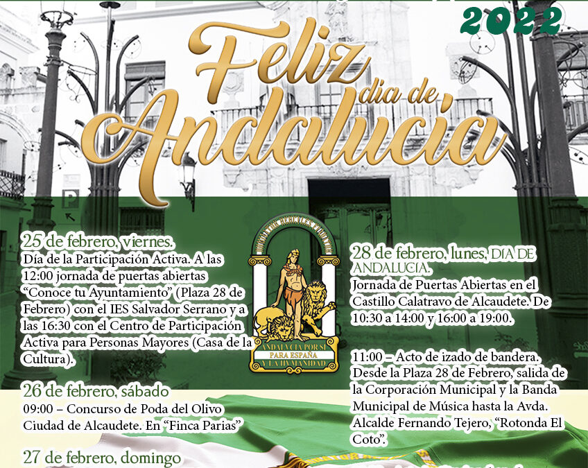 El Día de Andalucía se celebrará en Alcaudete con un completo programa de actividades