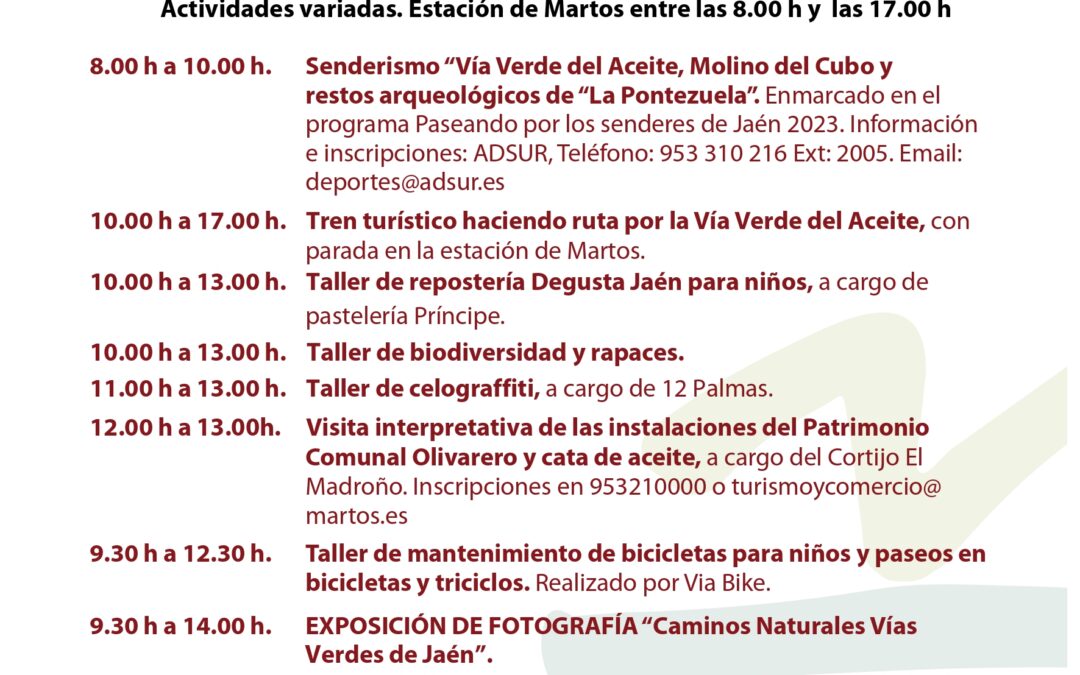 Martos acogerá la I Feria de los caminos Naturales Vías Verdes