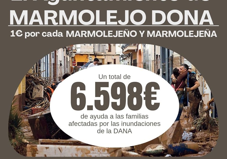 El Ayuntamiento de Marmolejo dona a Valencia un euro por cada habitante